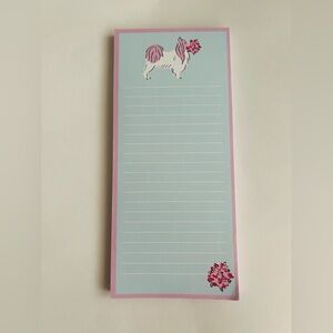 New Blue Pad with Dog and Flowers Blue Magnetic 9" x 4" 100 Pages Blue Lavender